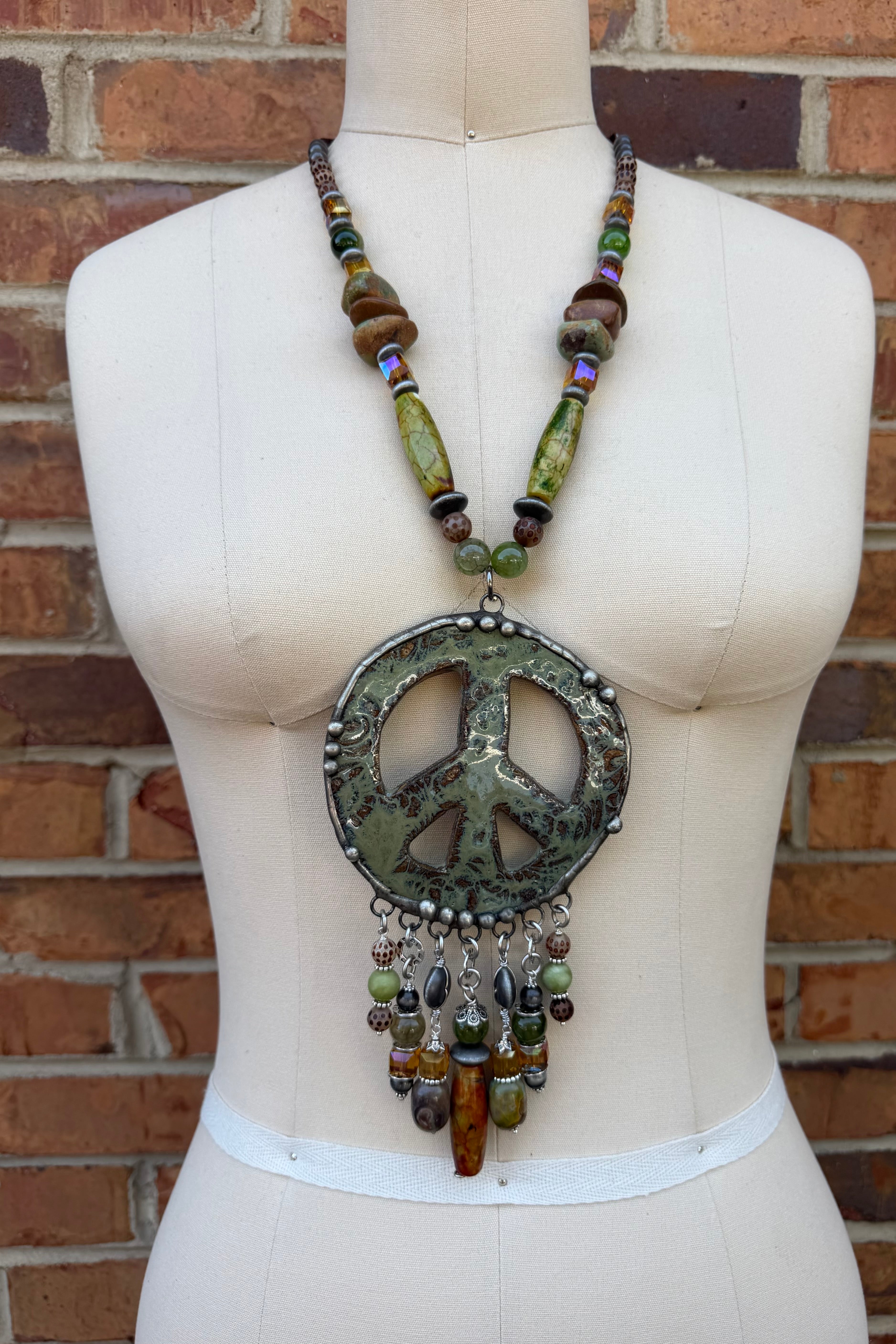 BIG Green Peace Necklace