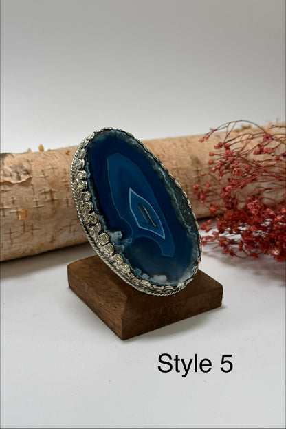 Pretty in Blue Geode Slab Ring