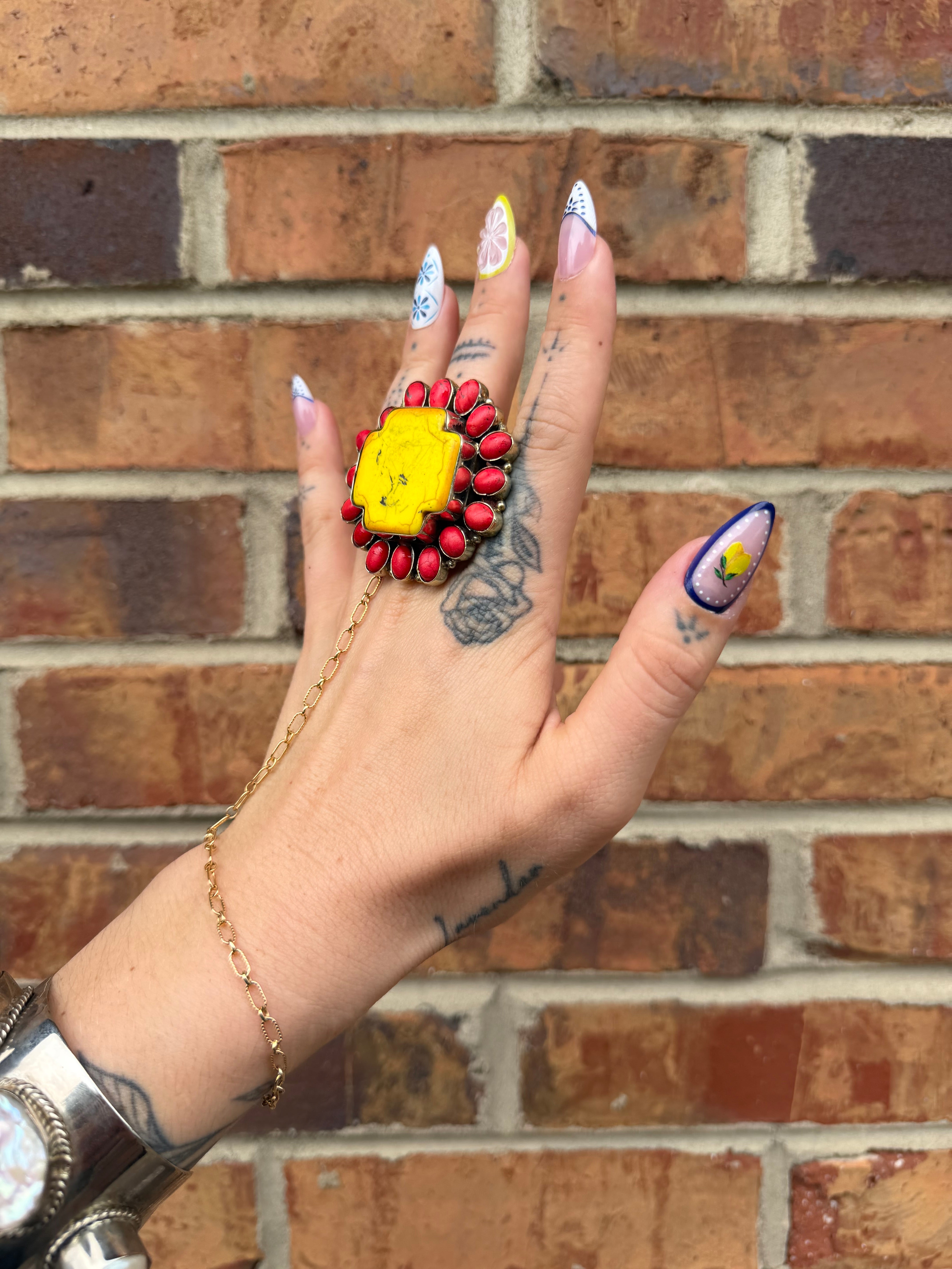 Yellow Cross Statement Ring