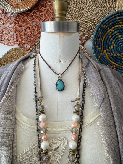 Leather & Turquoise Choker