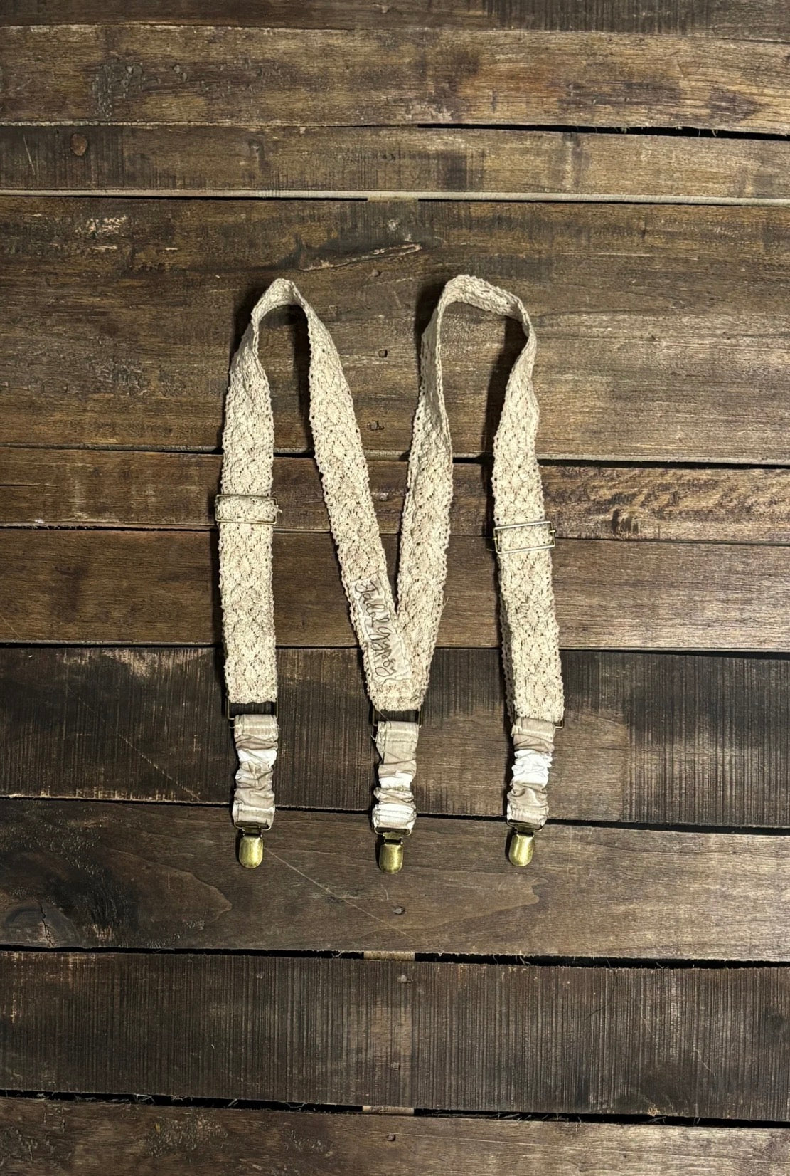 Gypsy Suspenders in Taupe Lace