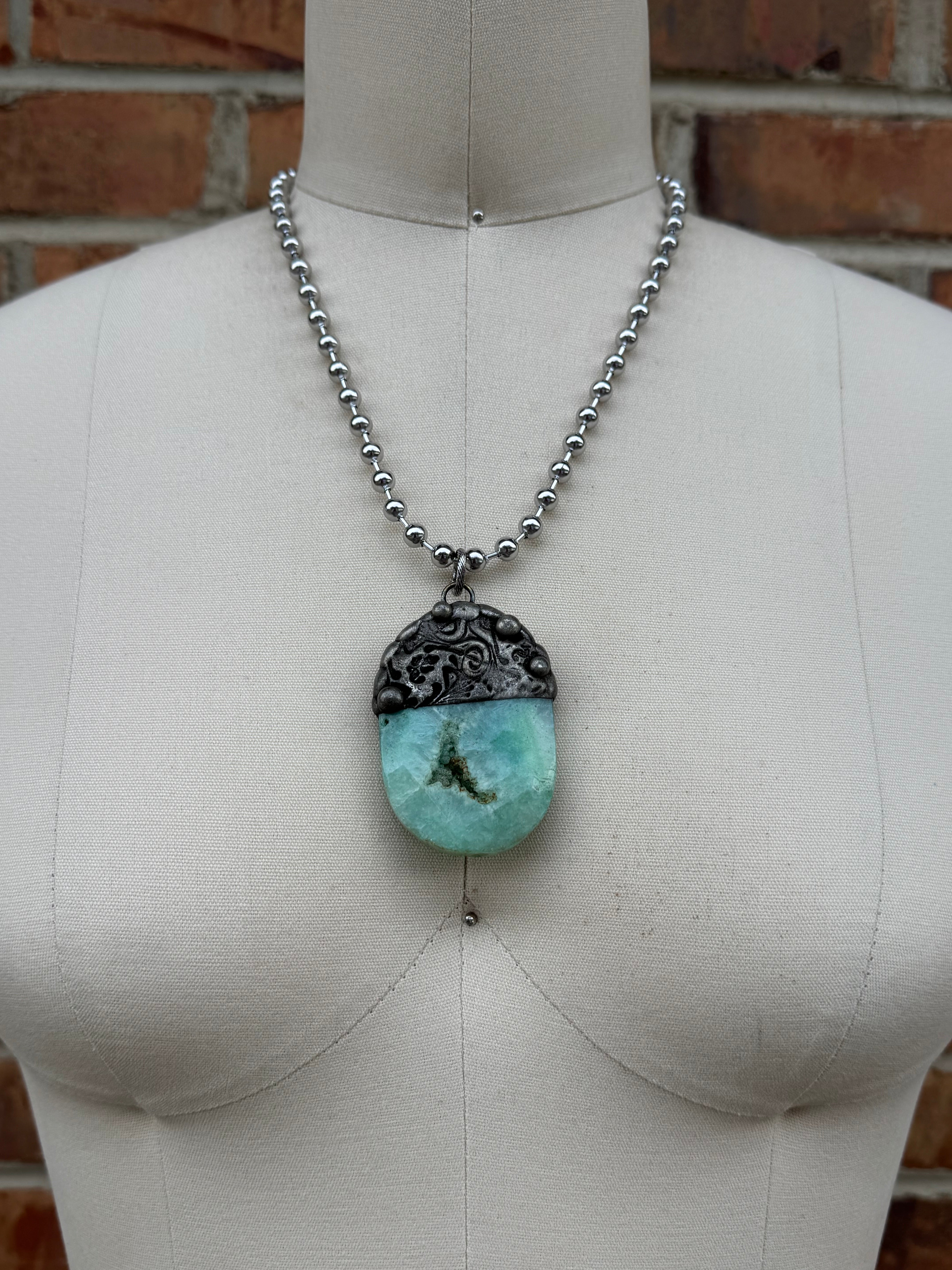 Necklace Gem Slab on Shiny