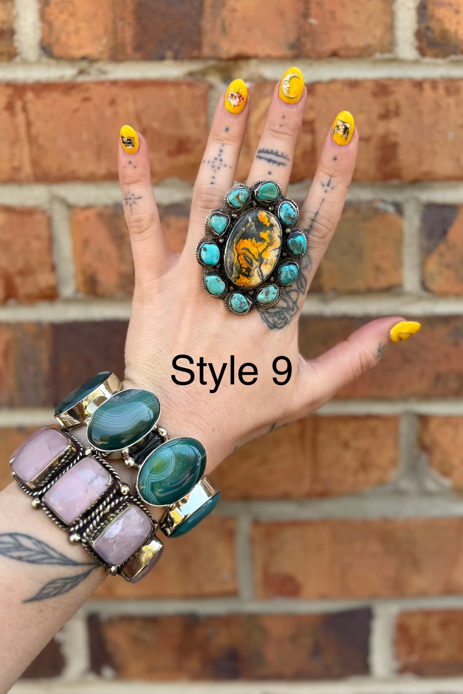 Big Bumble Bee Jasper w/ Turquoise Rings