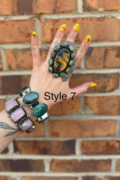 Big Bumble Bee Jasper w/ Turquoise Rings