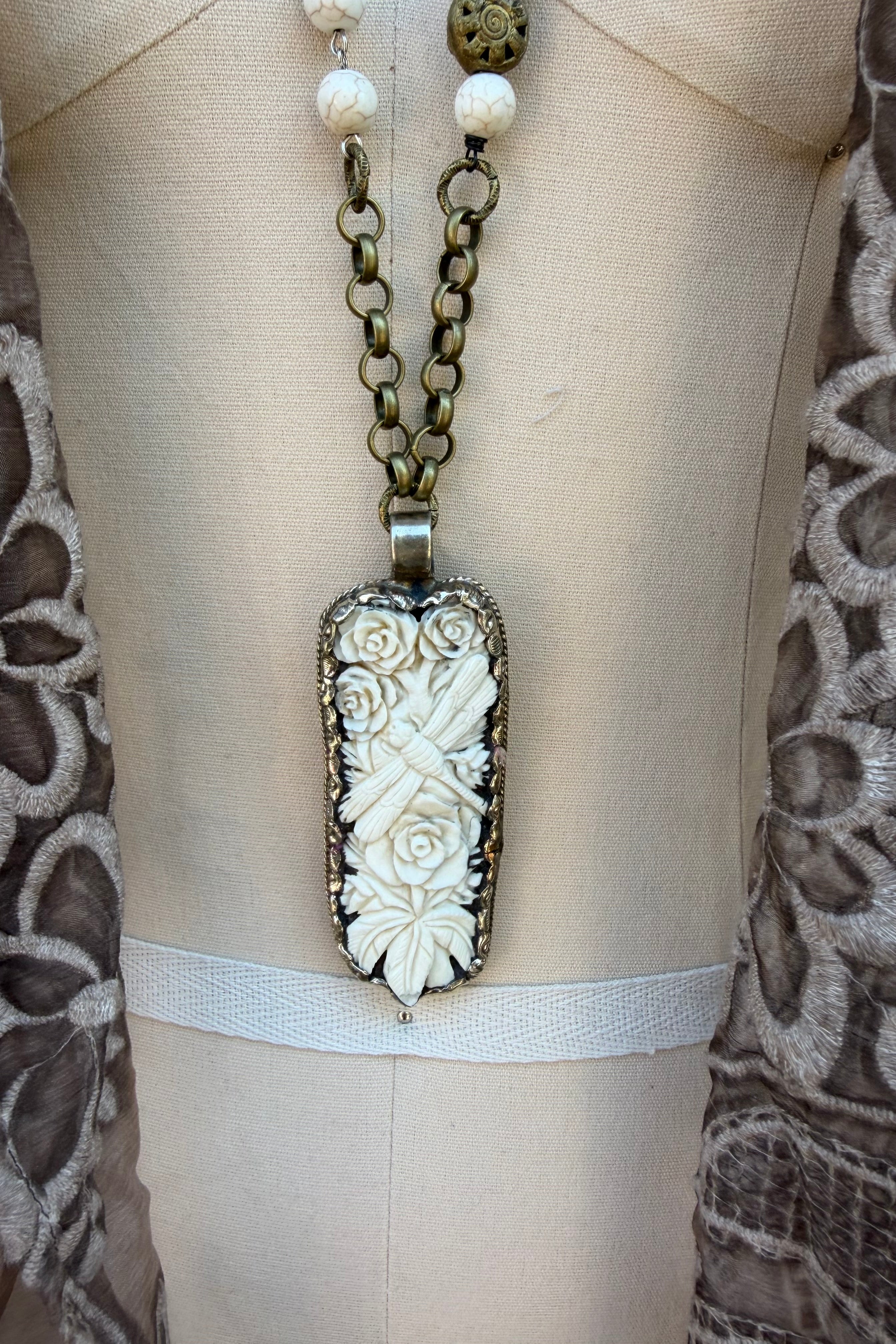 OOAK Dragonfly Garden Necklace