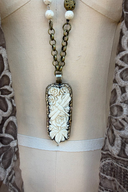 OOAK Dragonfly Garden Necklace