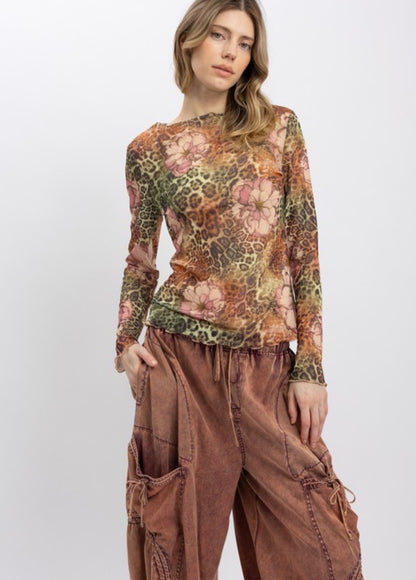 Floral Drama Mesh Top