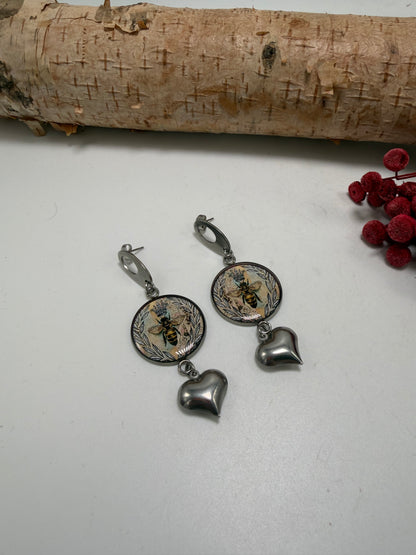 Bees And Heart Earrings