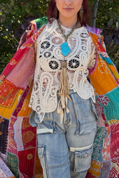 In the Flow Hooded Kantha Duster