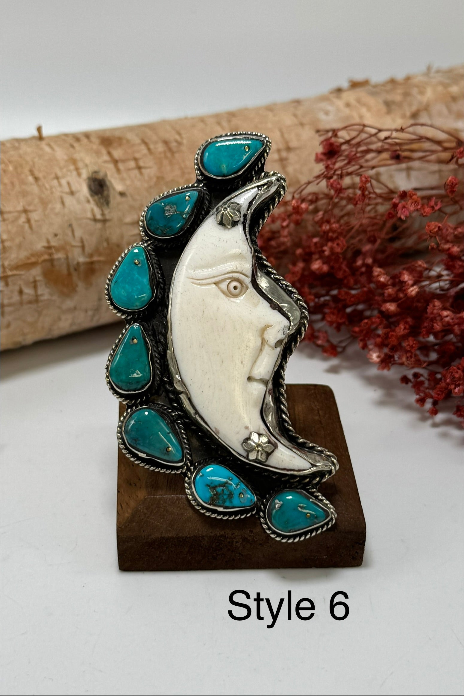 Half Moon Turquoise Statement Ring