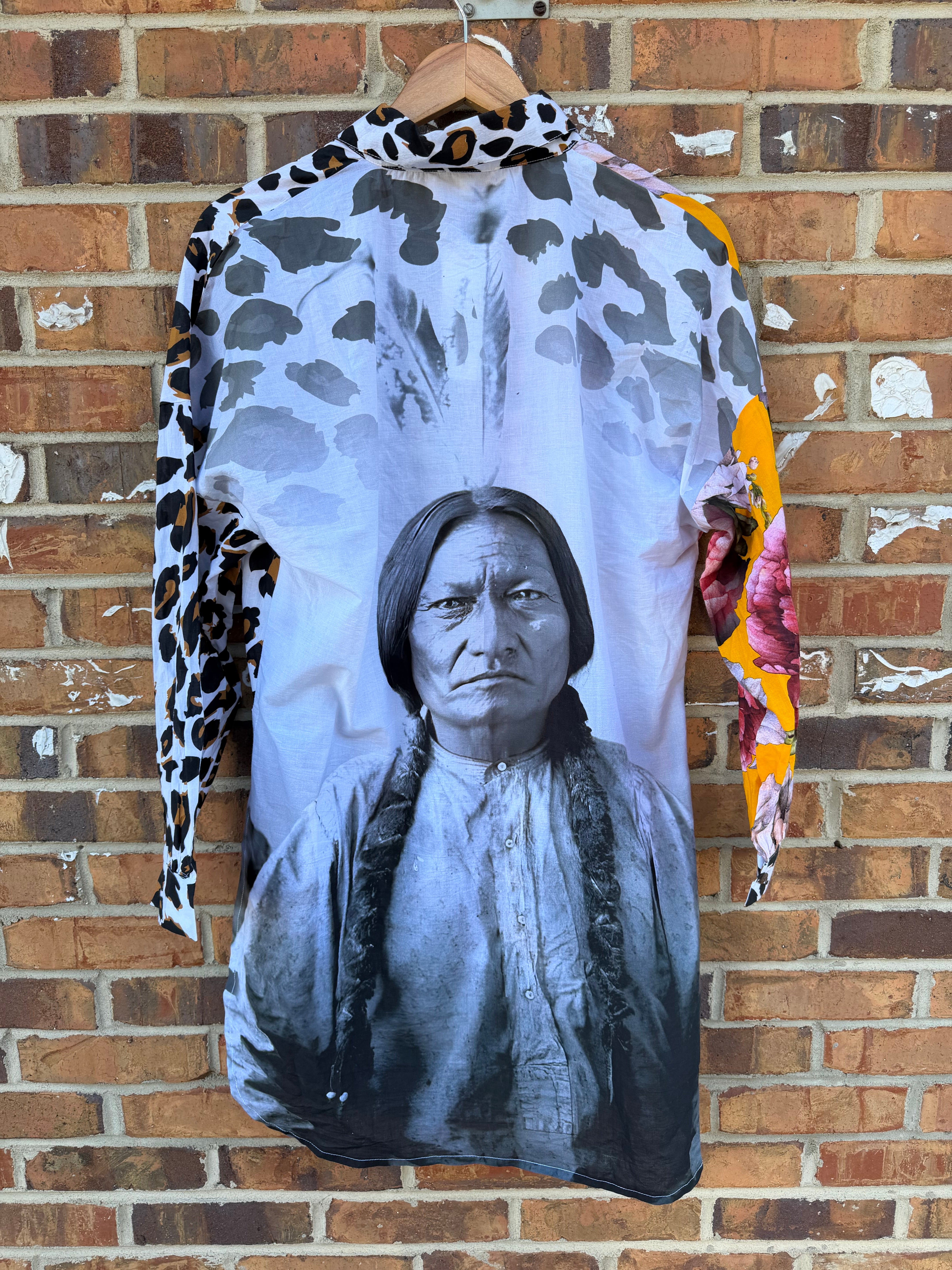 Fusion Blouse in Floral/Leopard Front & Sitting Bull Back