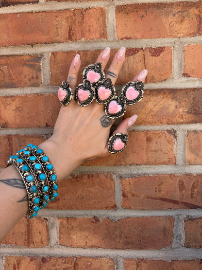 Pearl Hearts in Pink Shell