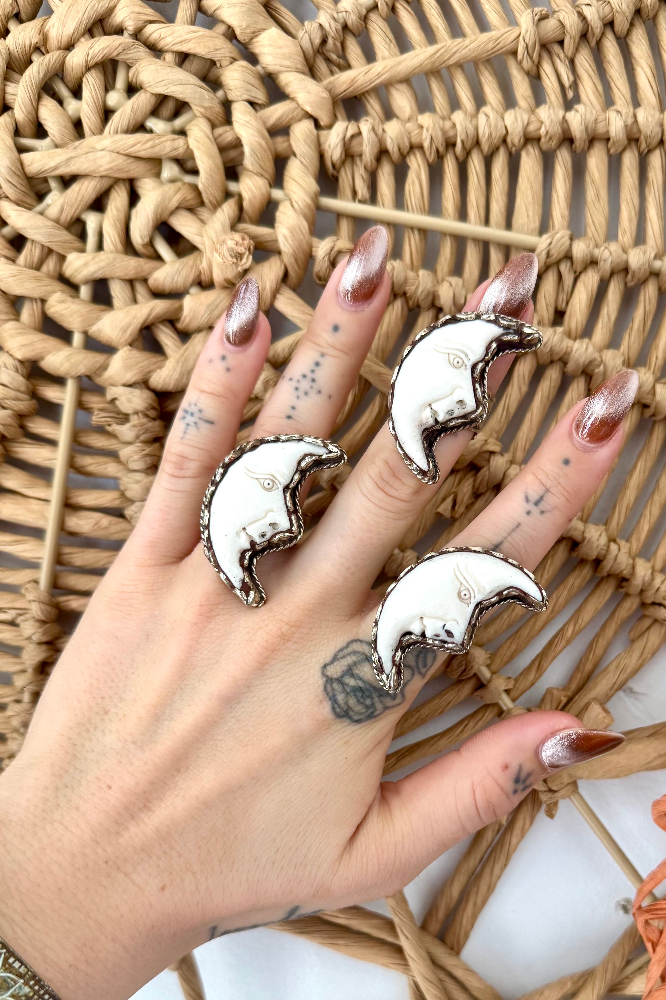 Moon Face Carved Ring