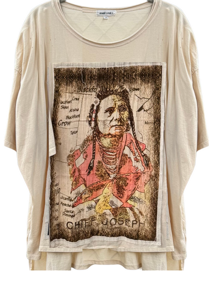 Chief Joseph on Tribe Map Oversized Patchwork Tee