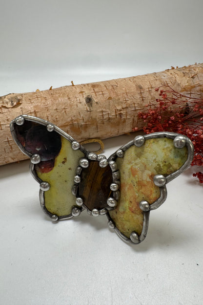 Butterfly Recycled Tin Cuff Bracelet w/ Gemstone Style 24