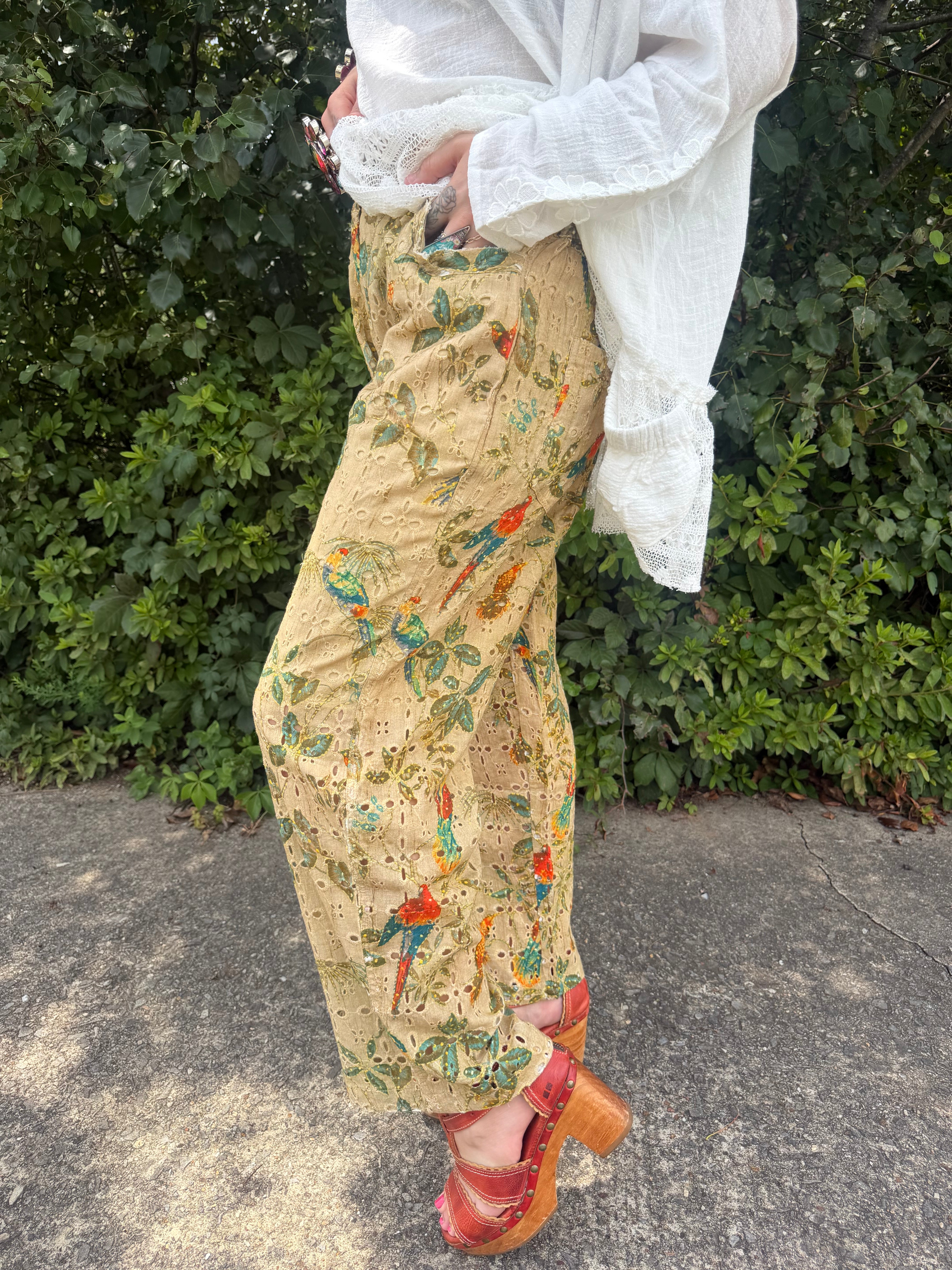 Floral Greens Parrot Part Pant
