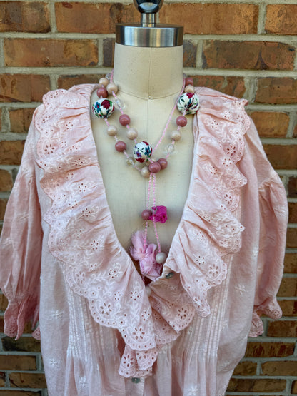 Final Sale - Pink Fabric Balls Necklace