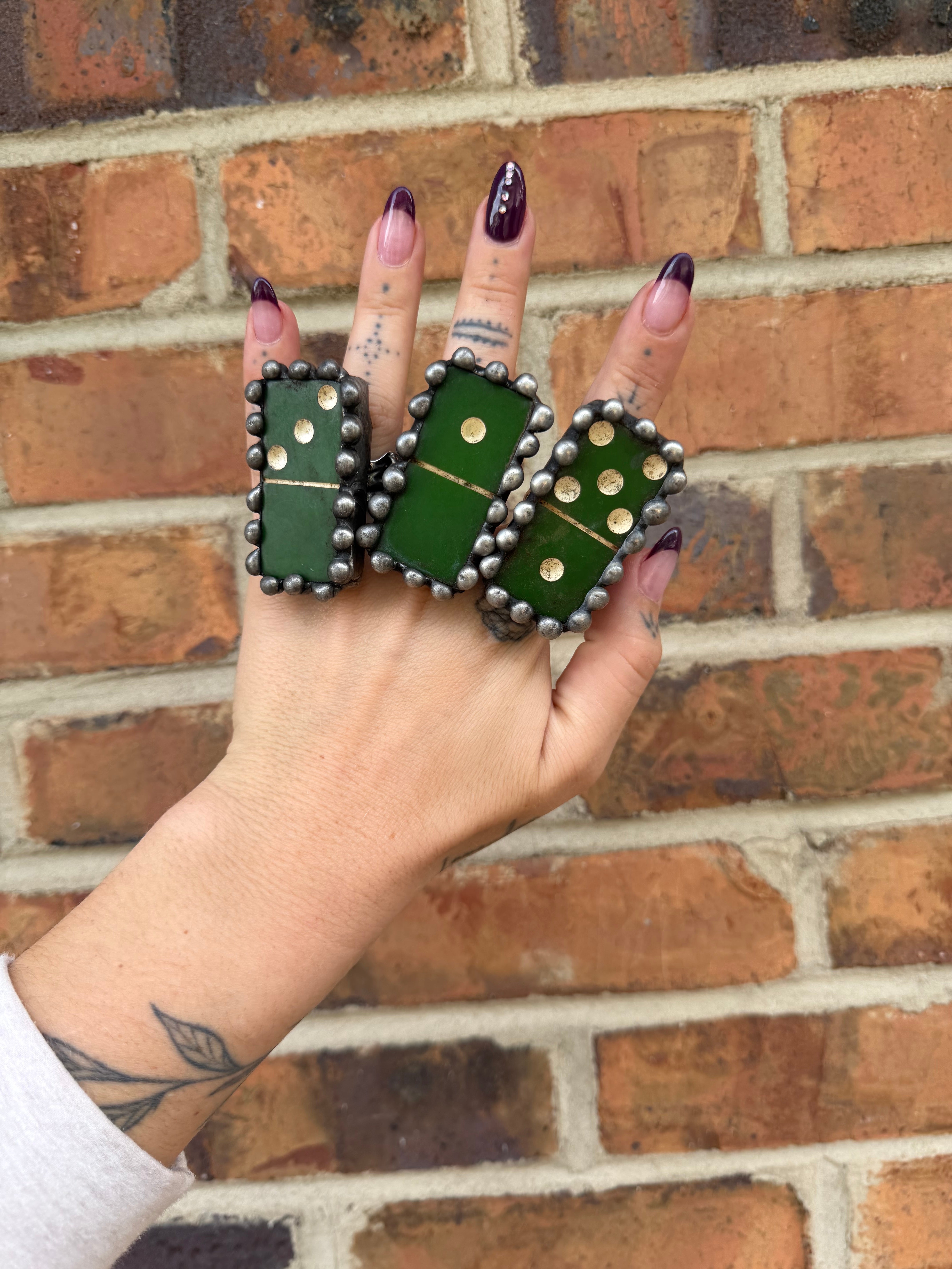 Green Domino Cuff Bracelet or Ring