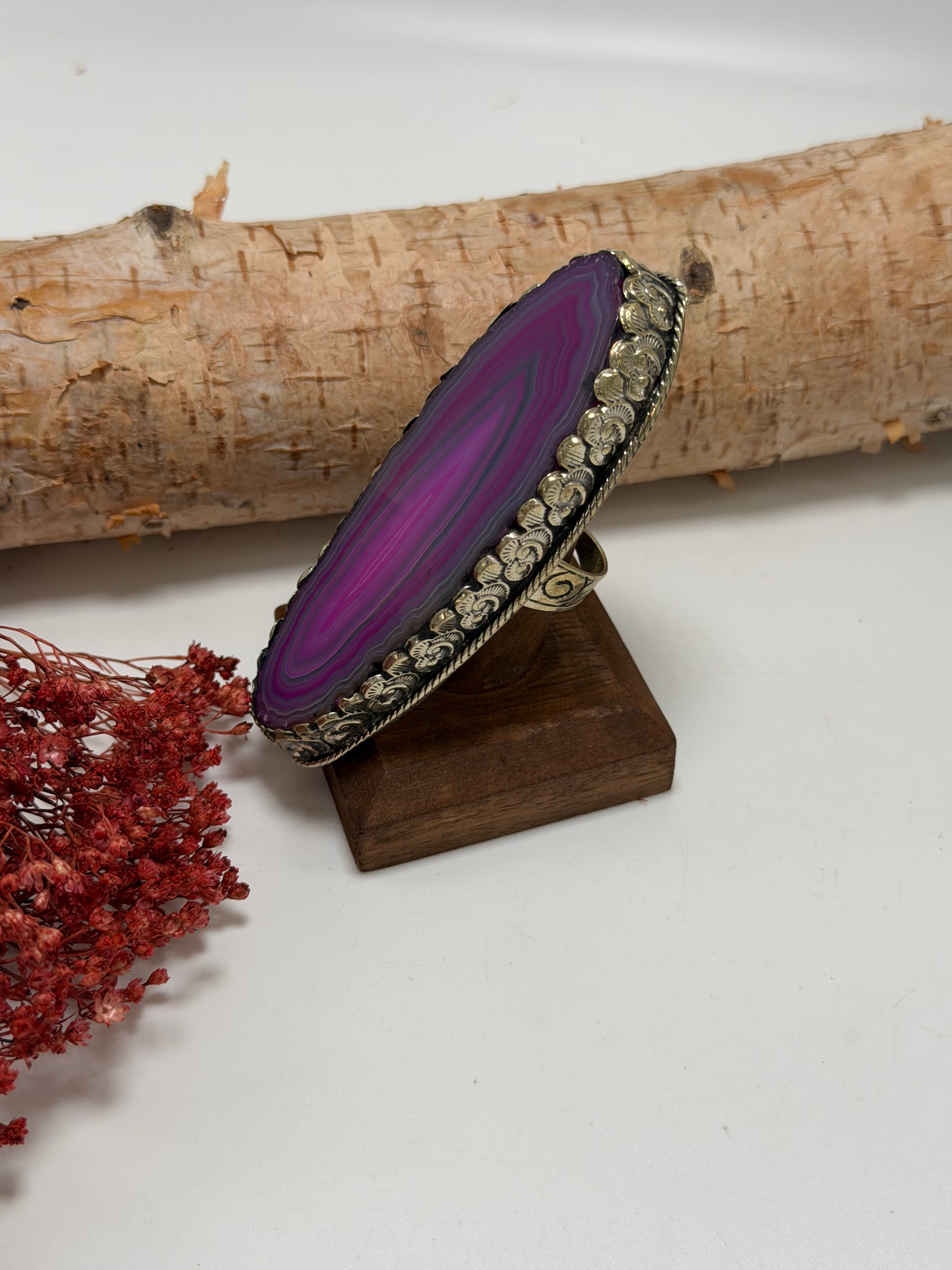 Pretty in Pink Geode Slab Ring