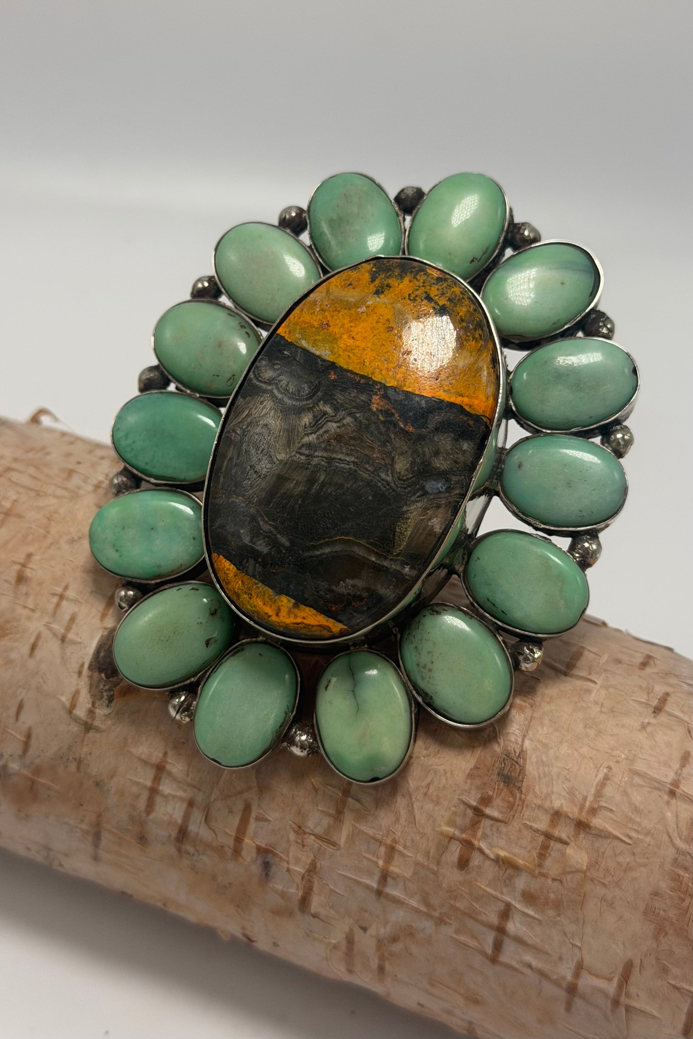 Oval Green Outer w/ Bumble Bee Jasper Center Ring