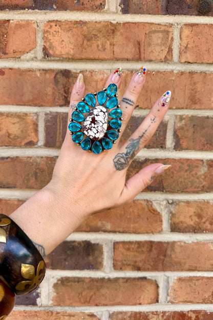 Back Around Gem Ring - Adjustable