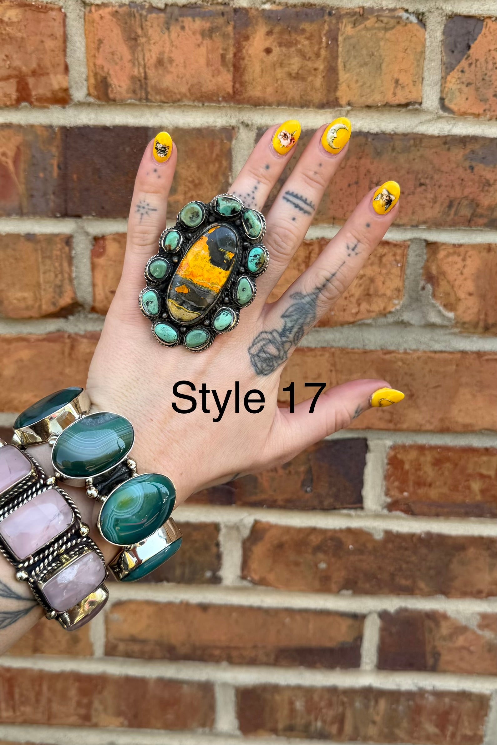 Big Bumble Bee Jasper w/ Turquoise Rings