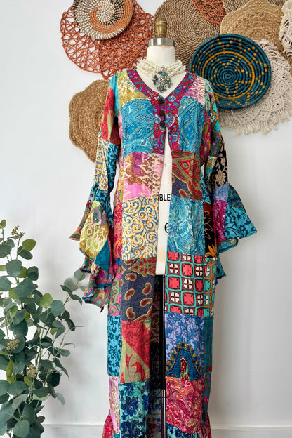 Boho Wanderlust Patched Kimono Top