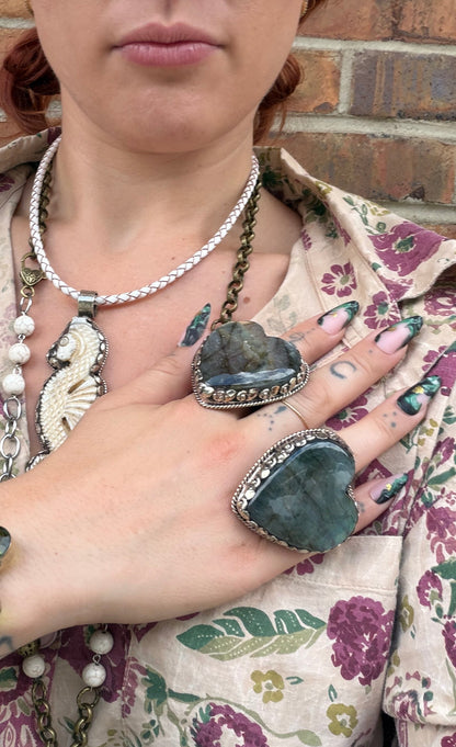 Labradorite Heart Ring