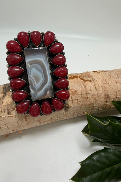 Red Swirl Slab Ring