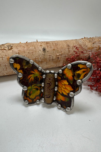 Butterfly Recycled Tin Cuff Bracelet w/ Gemstone Style 1