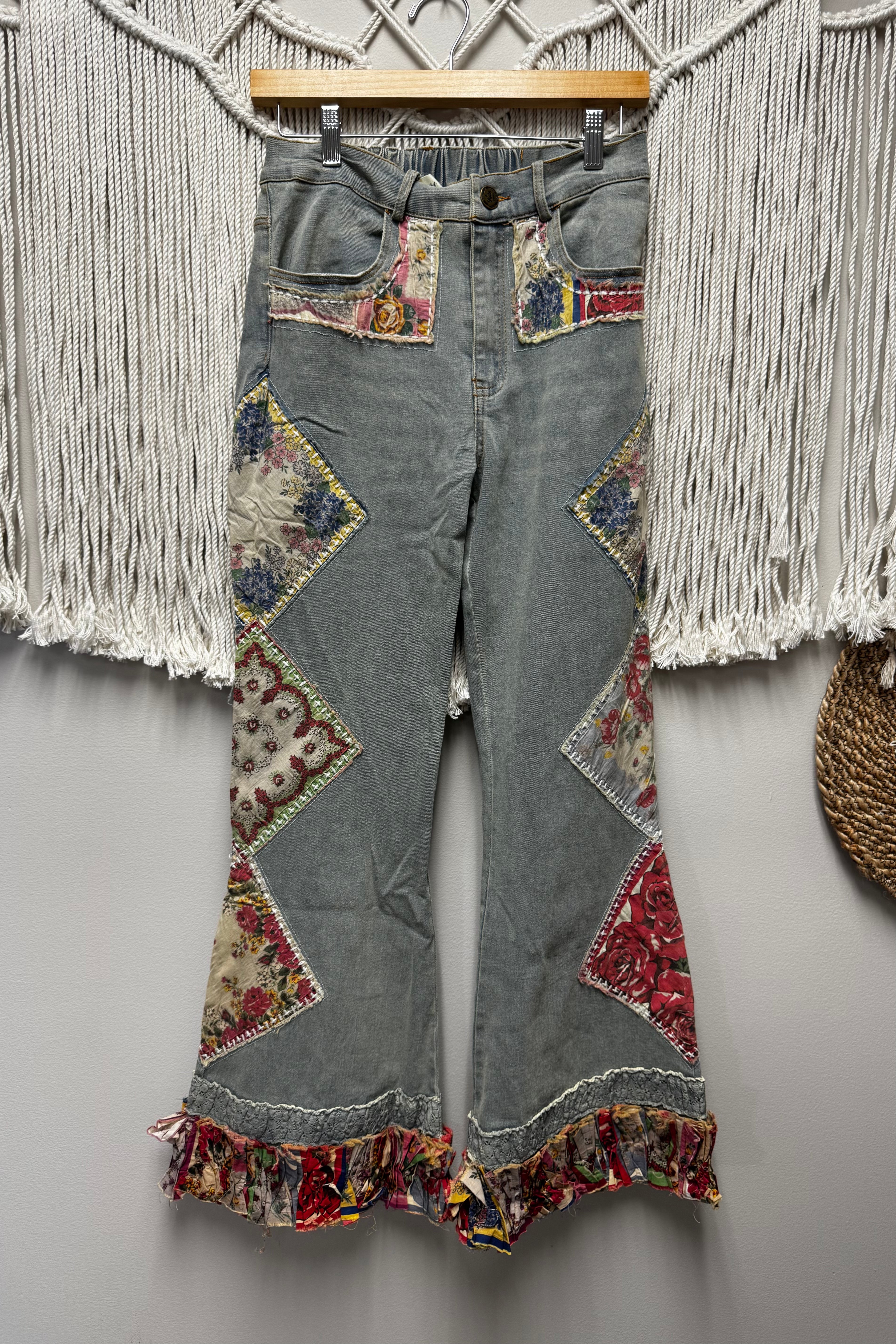 Hanky Patched Flare Jeans