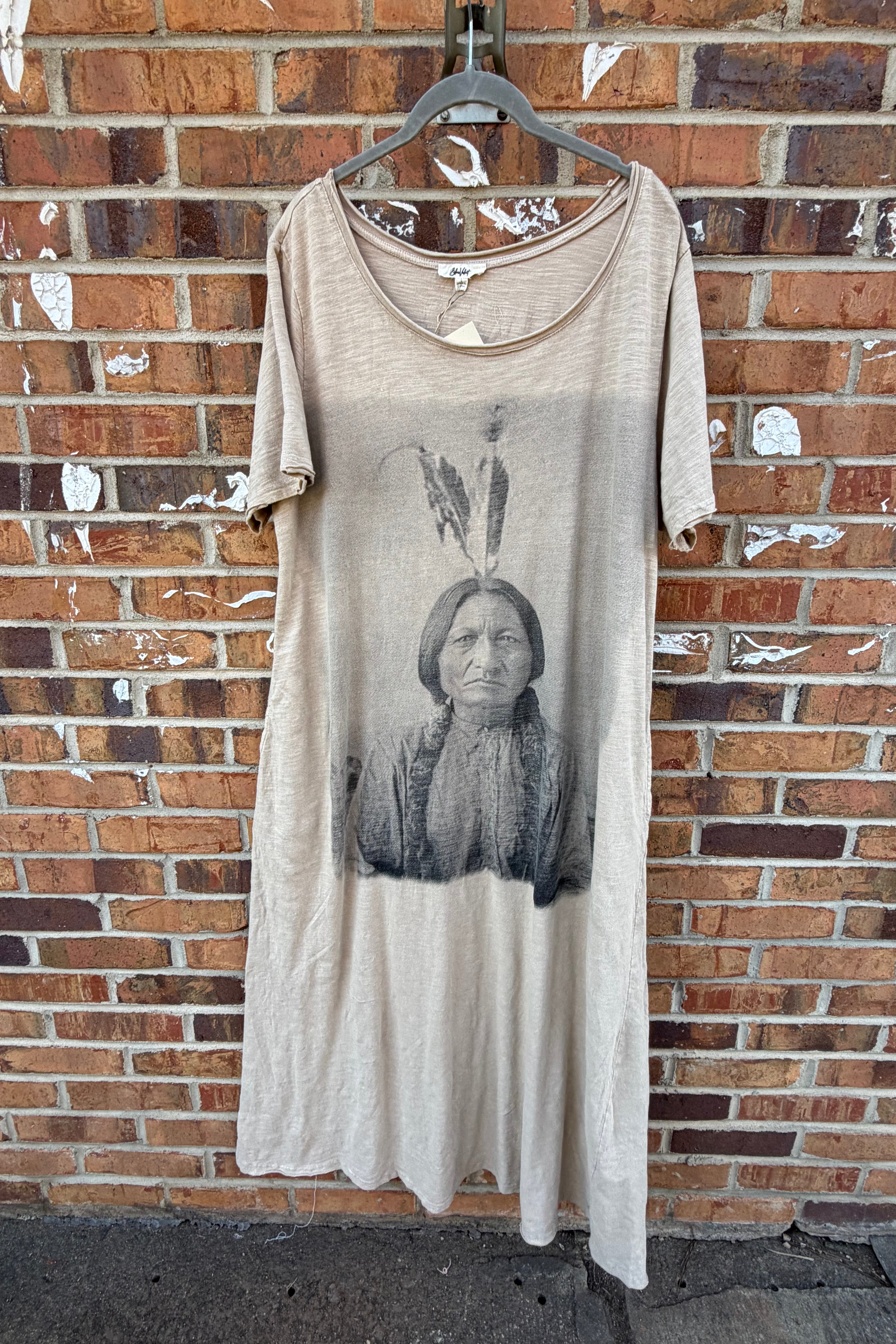 Indian Print Short Sleeve Long Dress