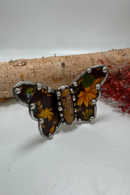 Butterfly Recycled Tin Cuff Bracelet w/ Gemstone Style 3