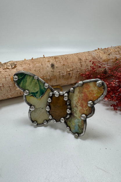 Butterfly Recycled Tin Cuff Bracelet w/ Gemstone Style 22