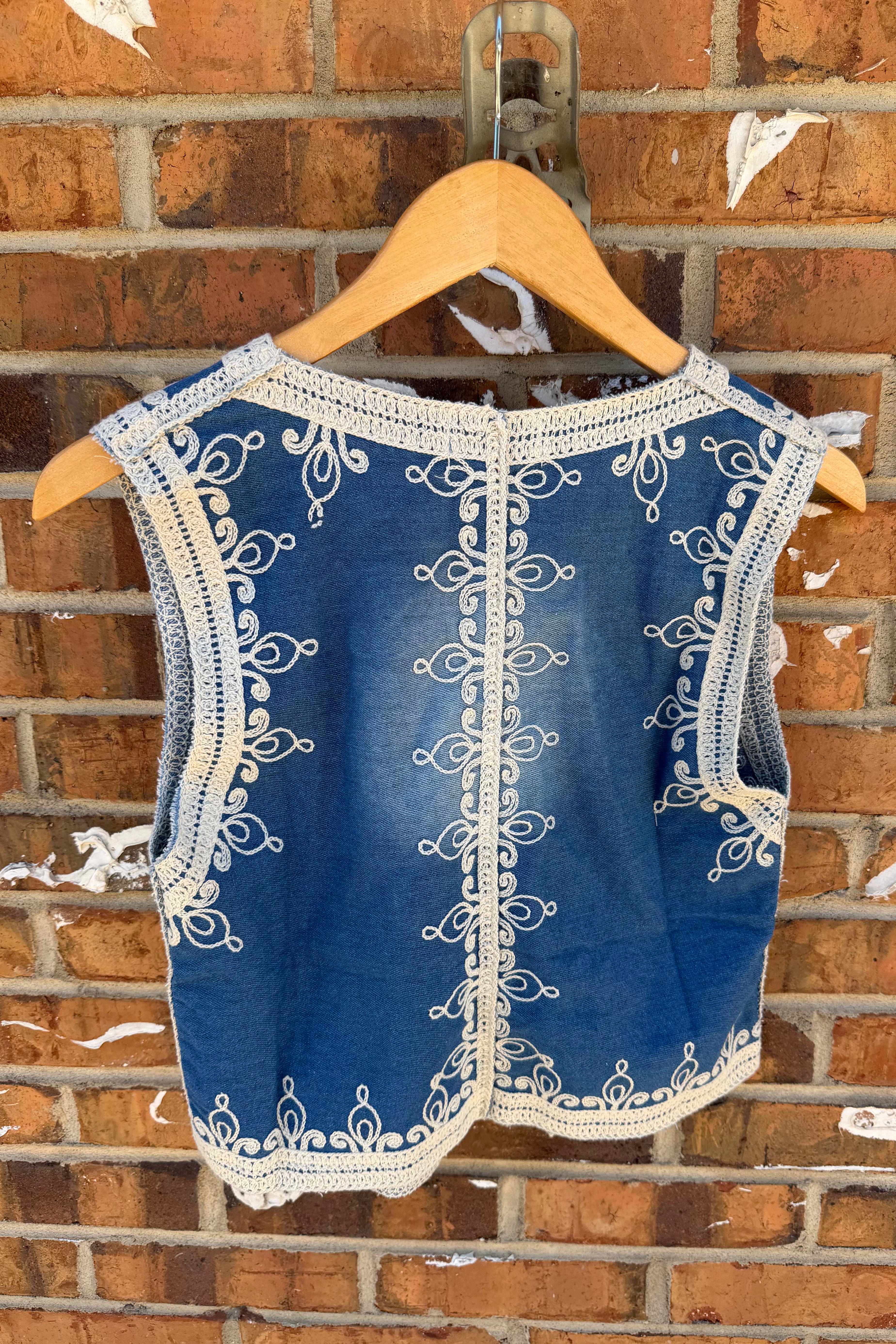 Embroidered Denim Vest