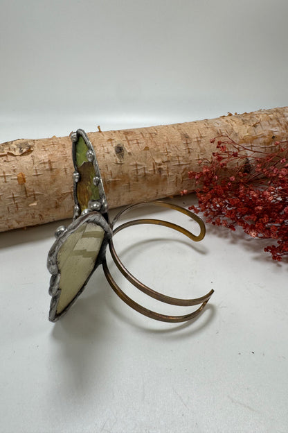 Butterfly Recycled Tin Cuff Bracelet w/ Gemstone Style 18