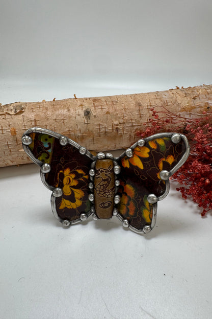 Butterfly Recycled Tin Cuff Bracelet w/ Gemstone Style 11
