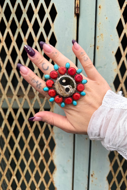 Red and Blue Ying Yang Ring
