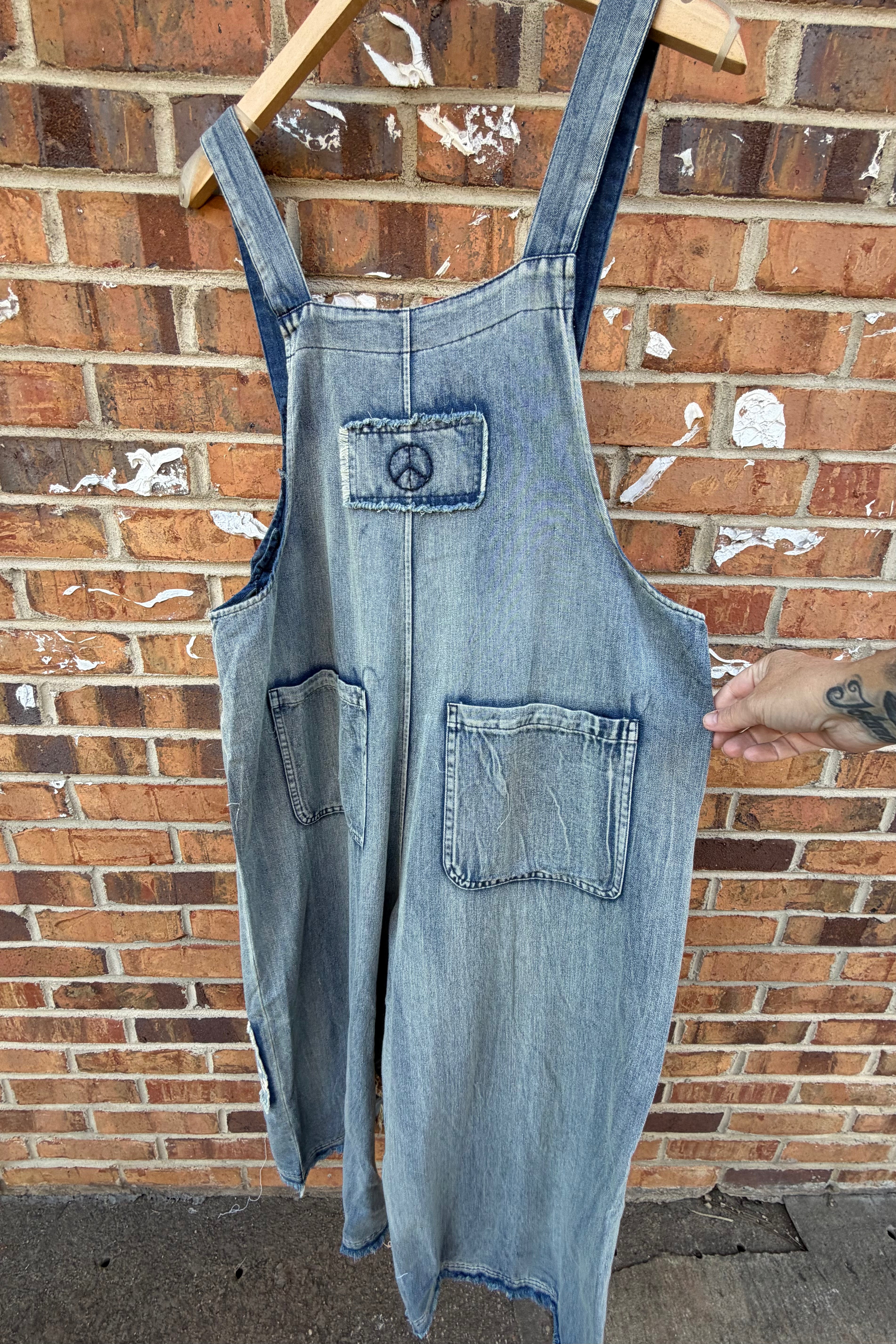 FINAL SALE Denim Distress Jumpsuit w/ Stars