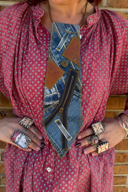 Denim Tie Necklace