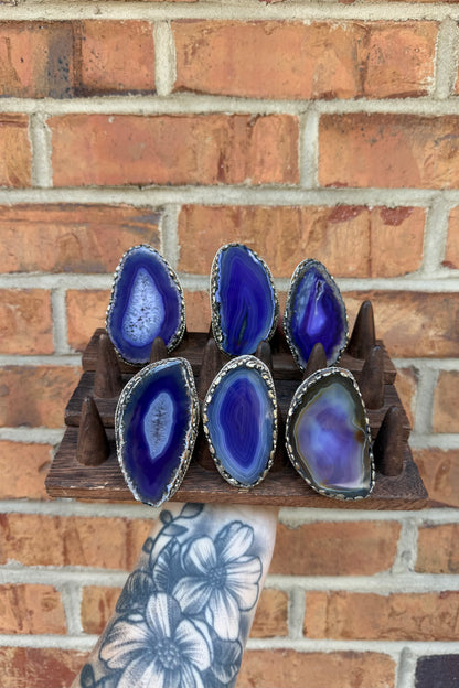 Blue Geode Slab Rings