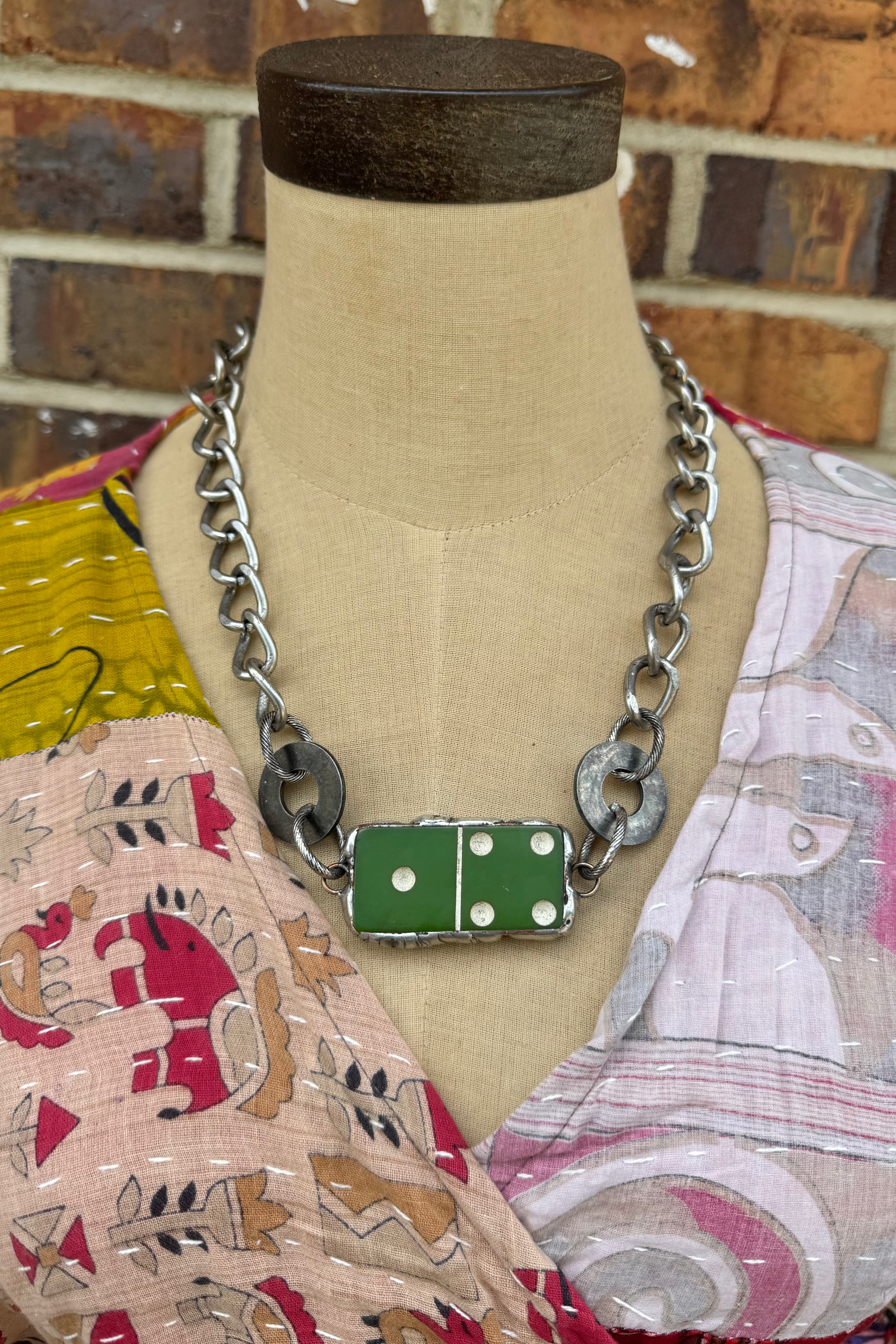 Pre-Order Shipping Oct 25th - Dominos Green Necklace