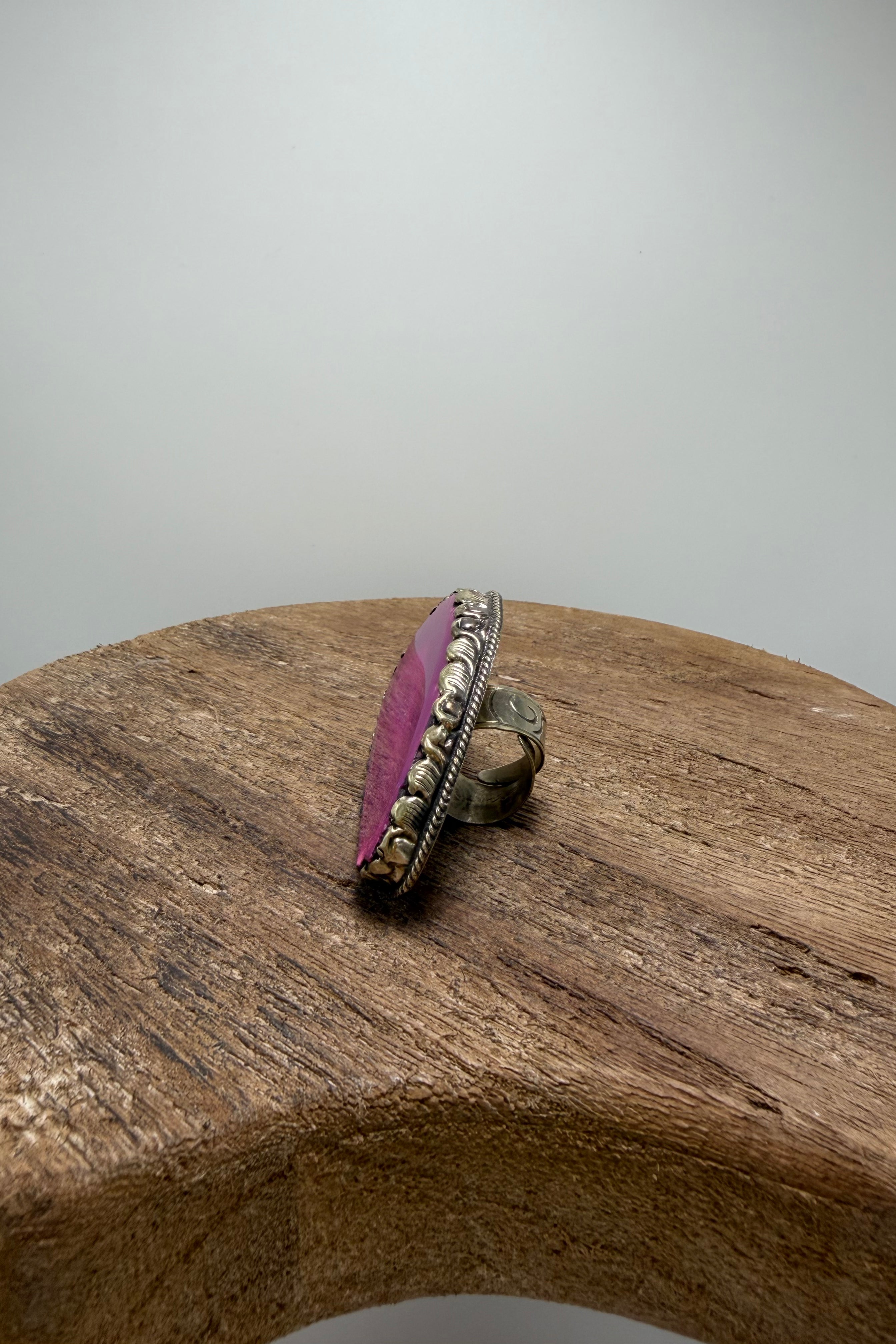 Agate Slab Ring in Pinks