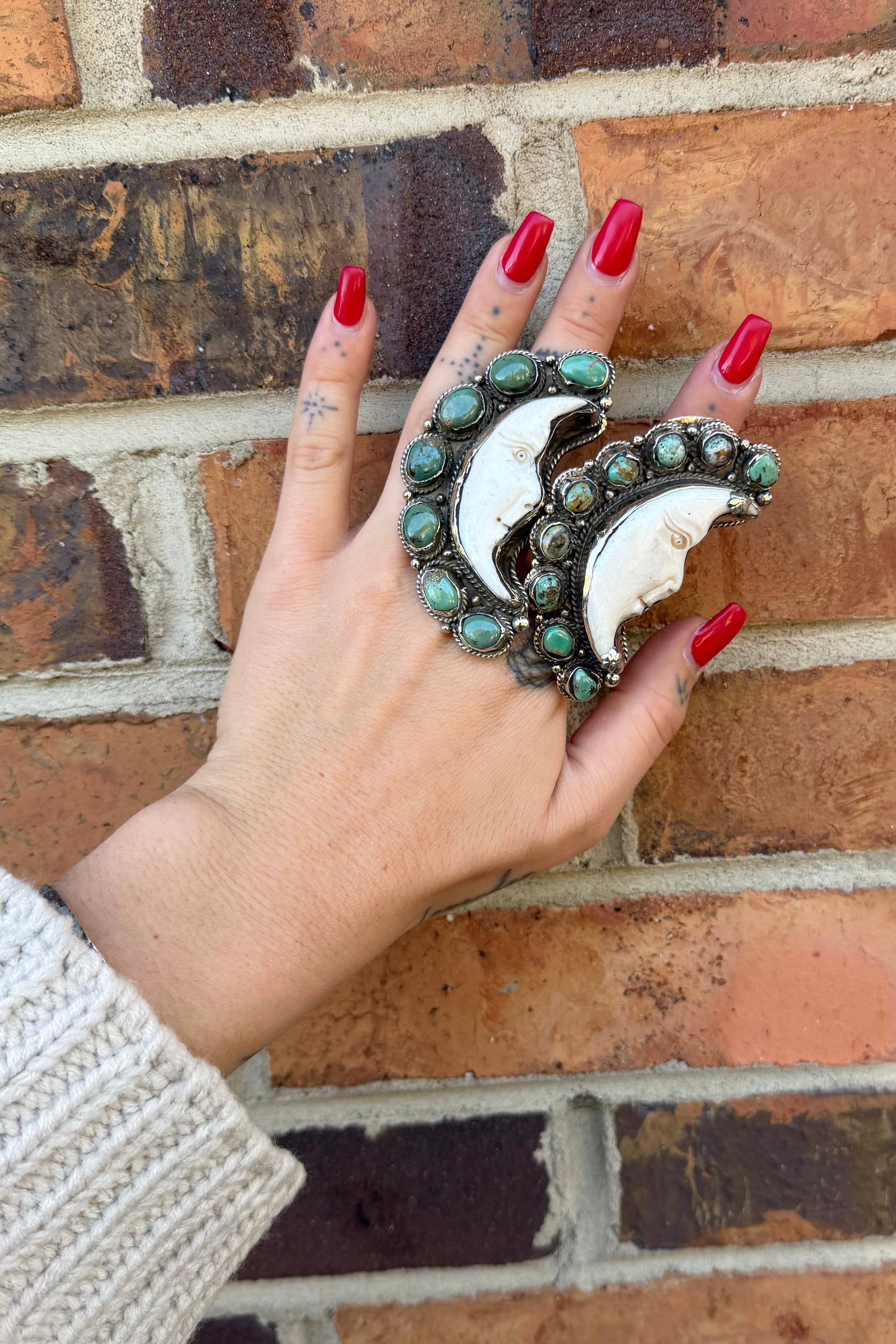 Moonlight Carved Turquoise Ring