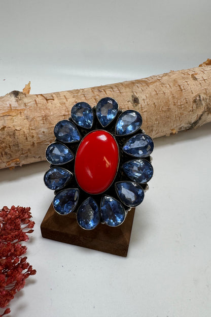 Red Eye Flower Stone Ring