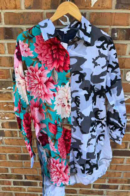 Camo and Floral Blouse
