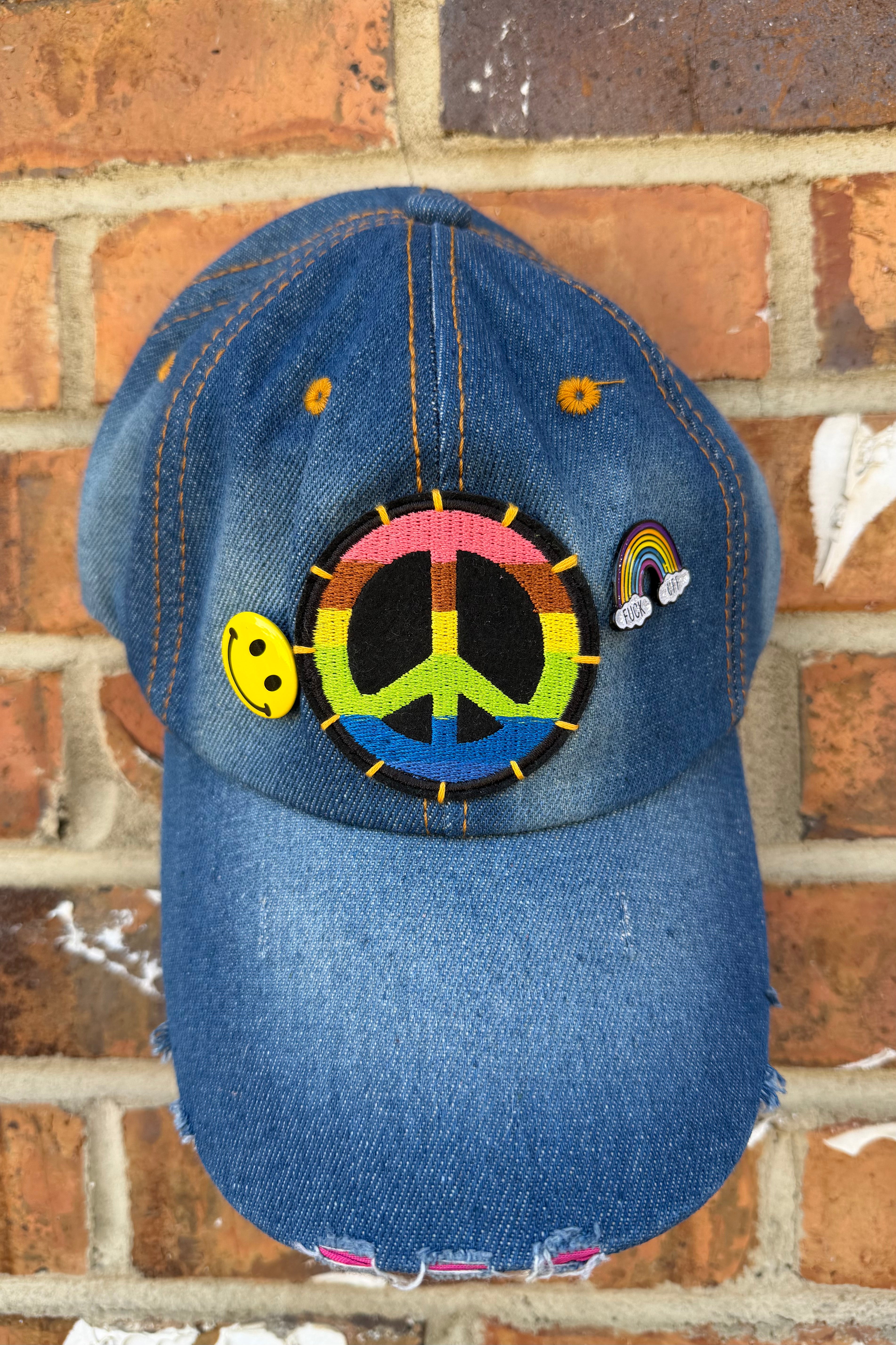 Peace Baseball Cap W/ Naughty Button