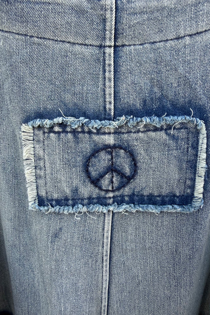 FINAL SALE Denim Distress Jumpsuit w/ Stars