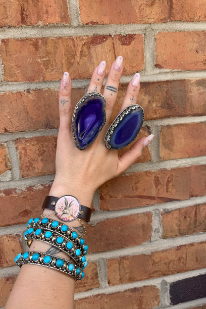 Blue Geode Slab Rings