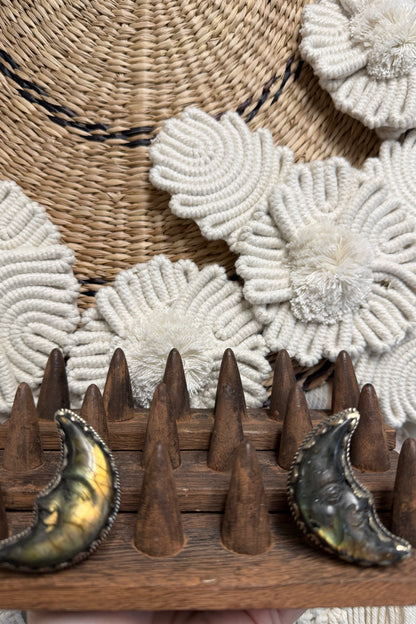 Labradorite half moon face ring